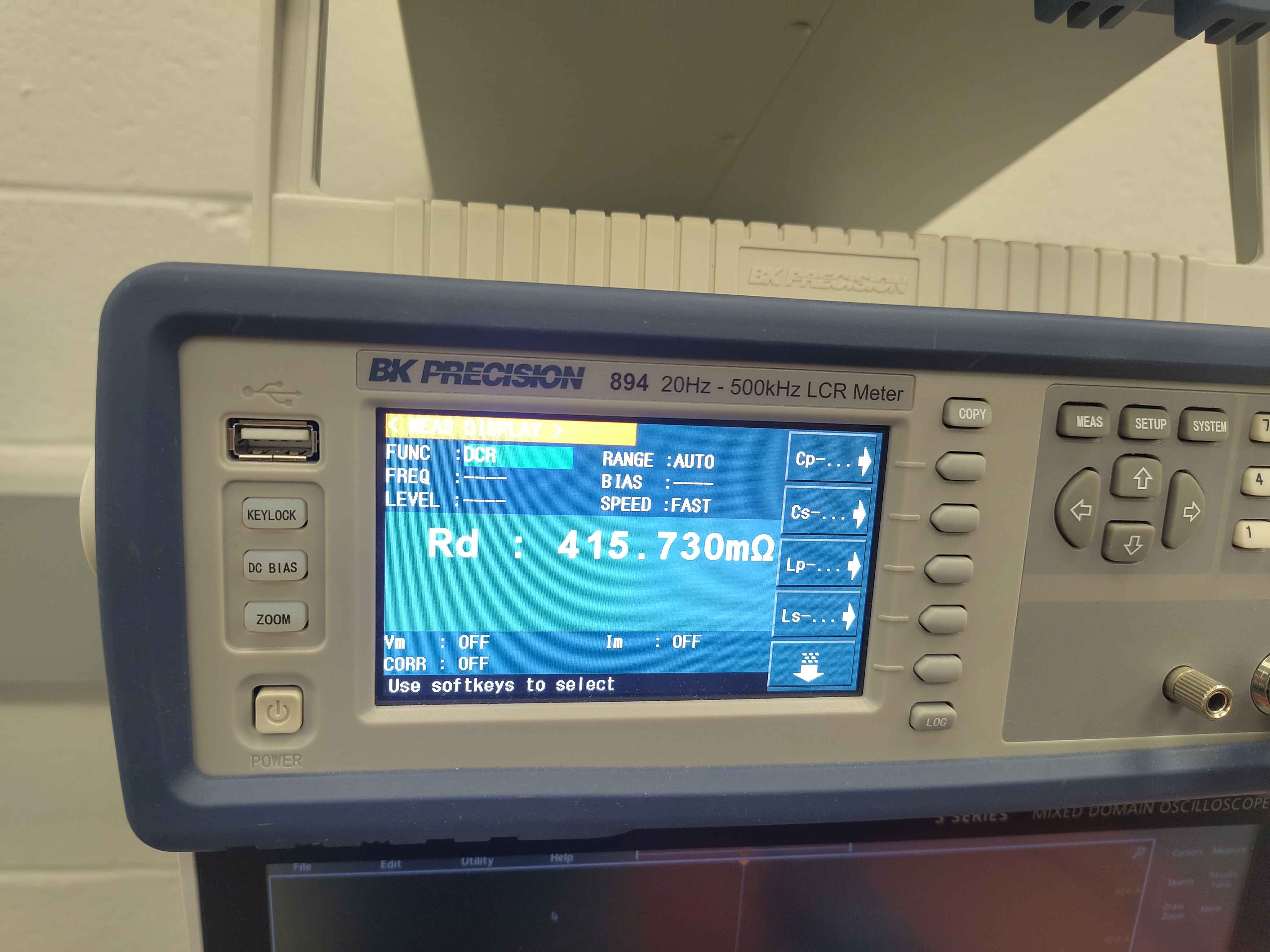 LCR meter DCR reading: Rd = 415.730 mΩ