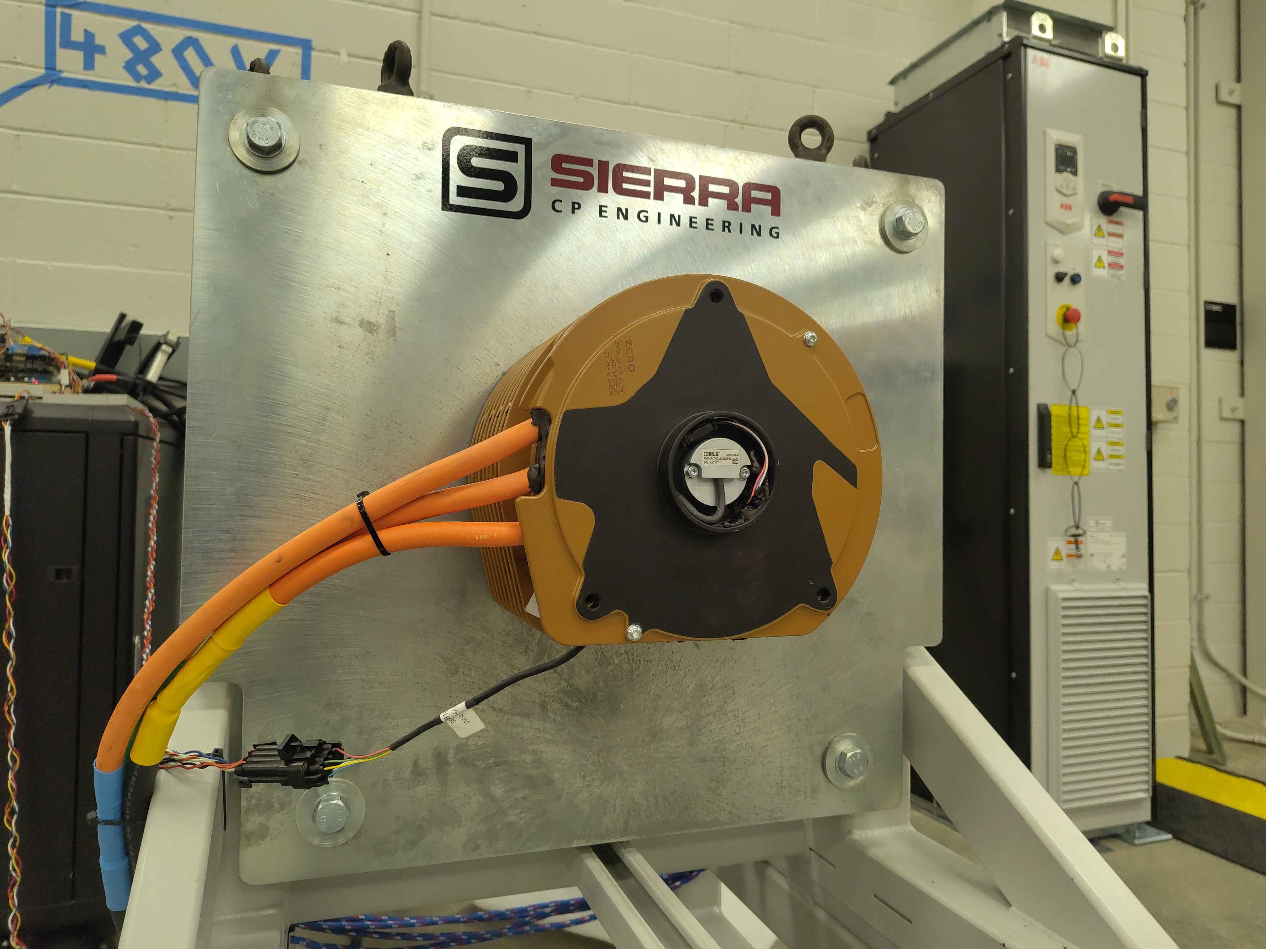 Motor mounted on the Sierra CP Engineering test fixture