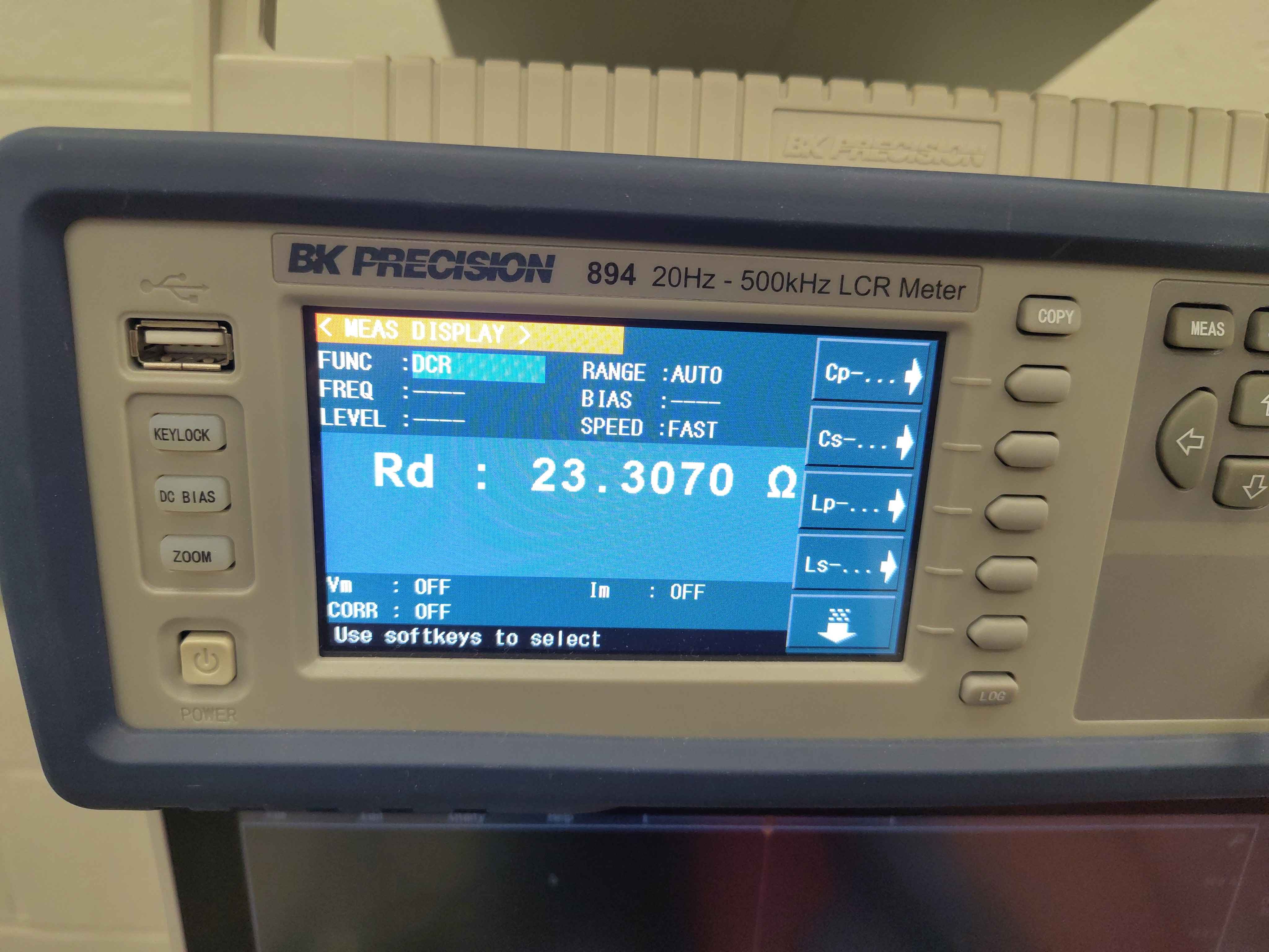 LCR meter DCR reading: Rd = 23.3070 Ω